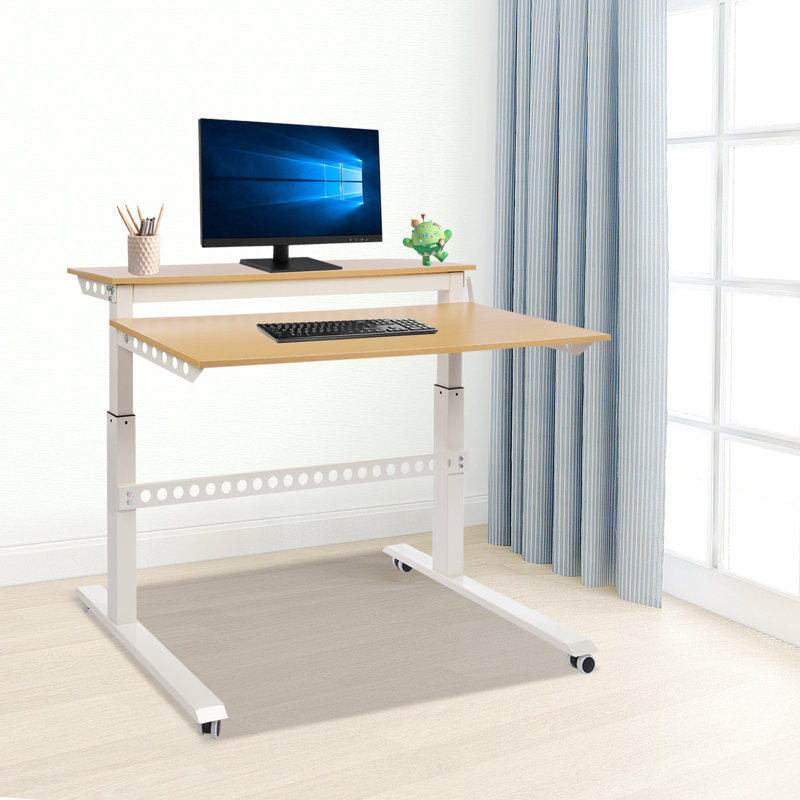 Adjustable 2 Tier Standing Desk With Heavy Duty Steel